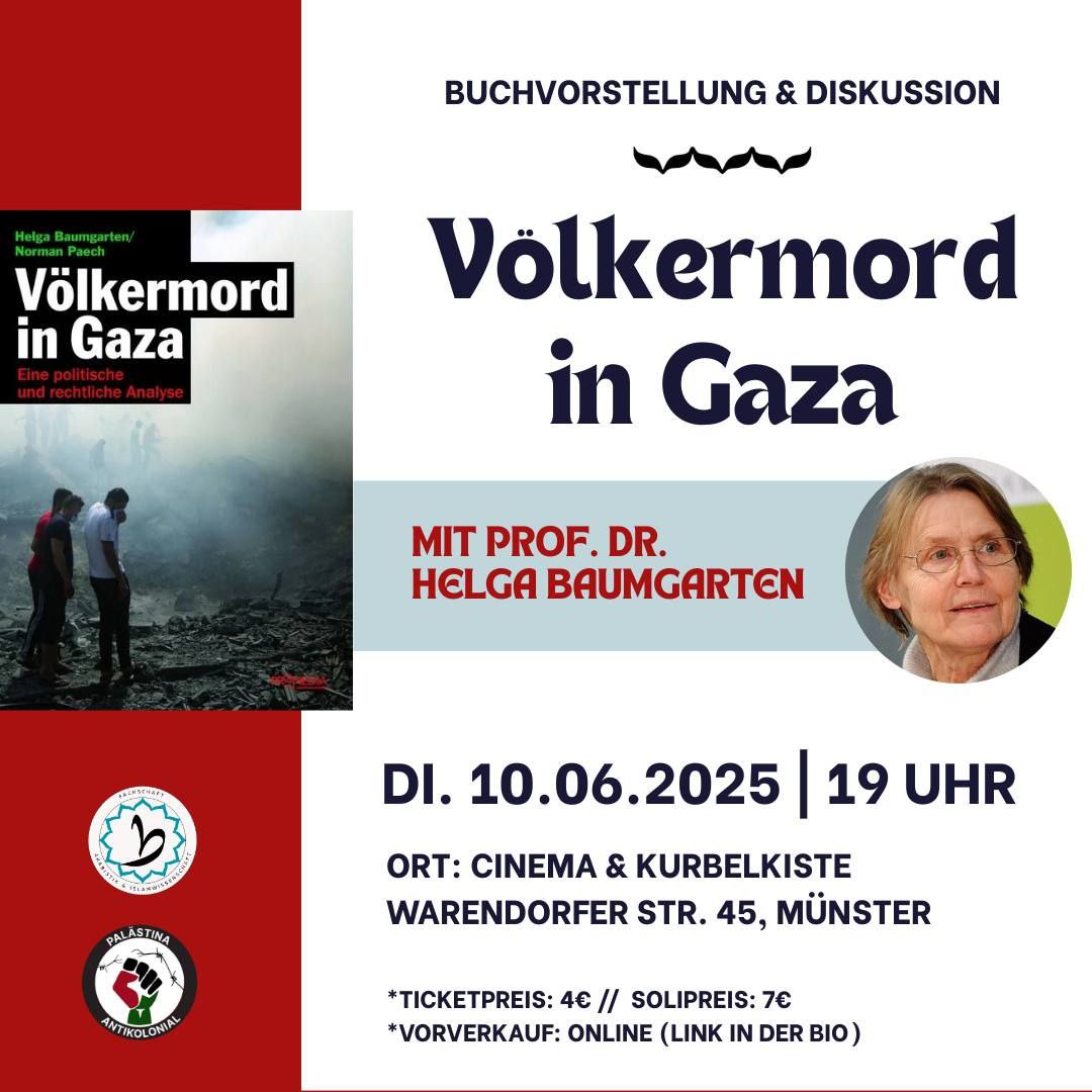 Buchvorstellung und Diskussion mit Prof. Dr. Helga Baumgarten: „Völkermord in Gaza“