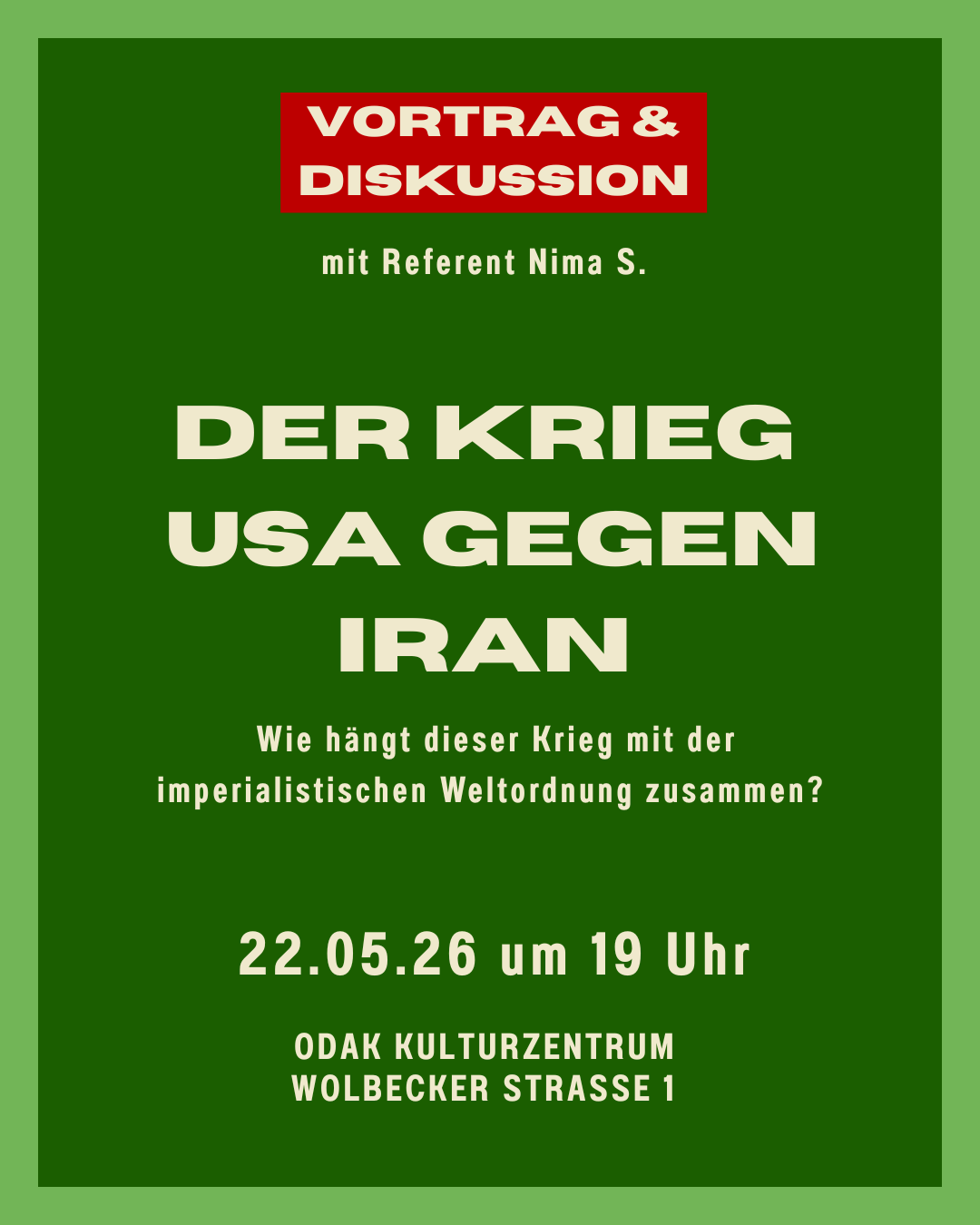 Vortrag und Diskussion: Der Krieg USA gegen Iran