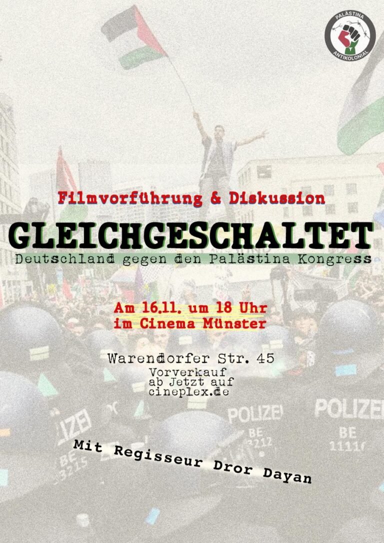 Filmvorführung und Diskussion: „Gleichgeschaltet – Deutschland gegen den Palästina Kongress“